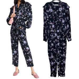 Rebecca Minkoff Marie Floral Print Jumpsuit in Black Multi Women's Size XS